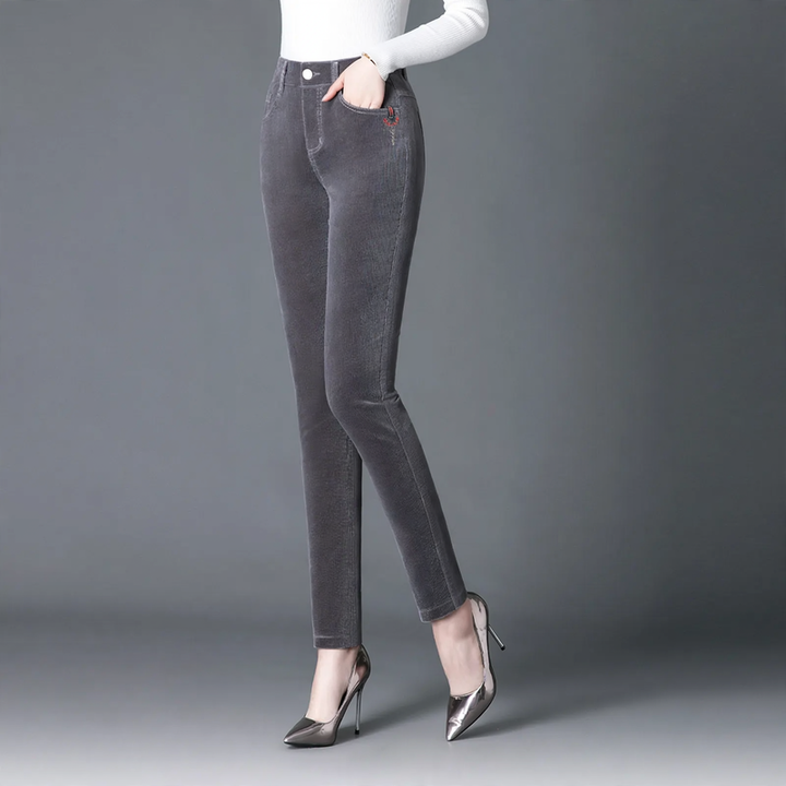 Damen-Cordhose, gerade, gefüttert, elastisch