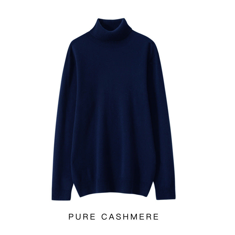 Herren-Rollkragenpullover aus reiner Wolle, Strick