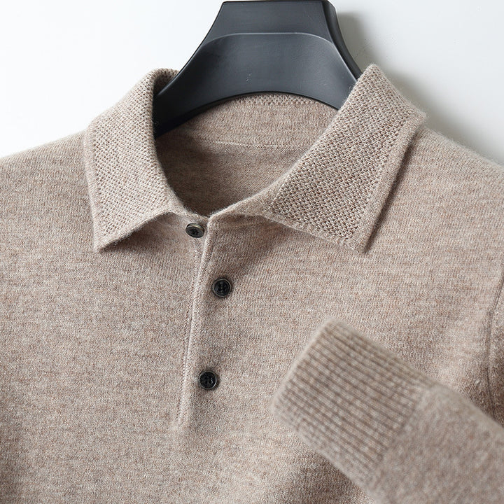 Herren Pullover, Polo-Kragen, Wolle-Kaschmir, Business