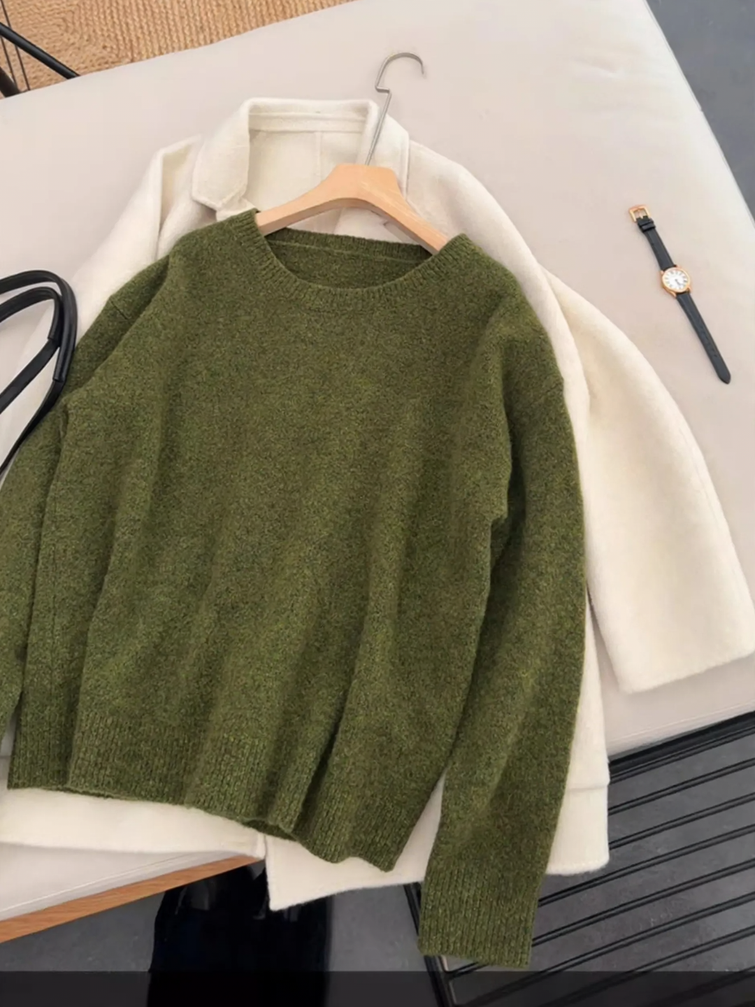 Vintage Strickpullover in Avocado-Grün