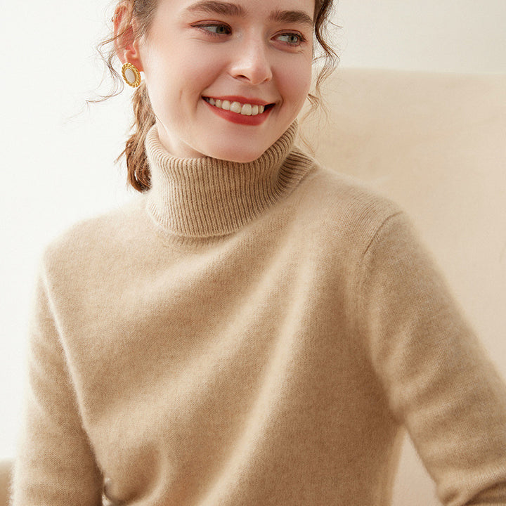 Damen Rollkragenpullover aus 100% Kaschmir, warm