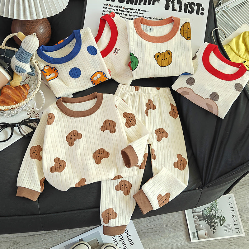 Kinder-Schlafanzug-Set, Baumwolle, Jacquard-Muster