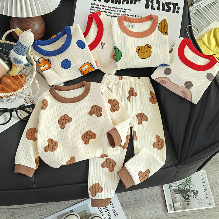 Kinder-Schlafanzug-Set, Baumwolle, Jacquard-Muster