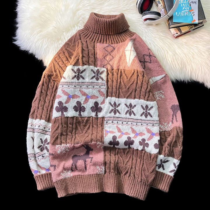 Gefütterter Rollkragenpullover im Retro-Stil