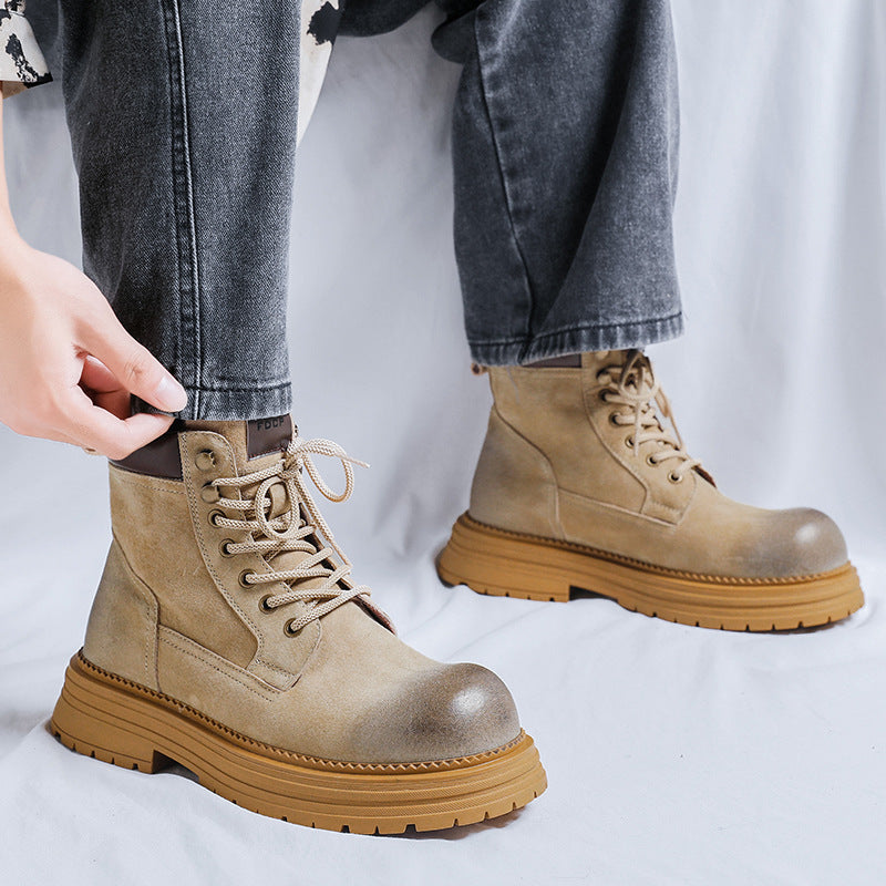 Gefütterte Herren-Arbeitsstiefel, Vintage-Stil