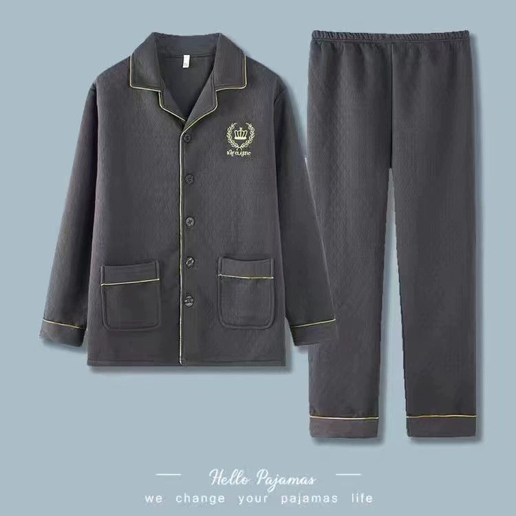 Gefütterter Herren-Pyjama, 100% Baumwolle, extra warm