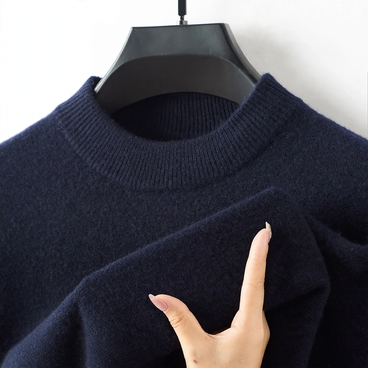 Herren-Kaschmirpullover mit Stehkragen, 400g