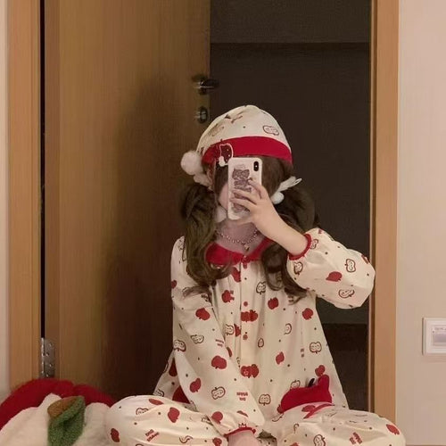 Damen-Pyjama-Set, Langarm, Weihnachtsmotiv