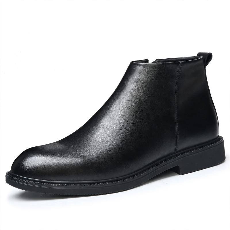Herren-Chelsea-Stiefel, Echtleder, gefüttert, warm