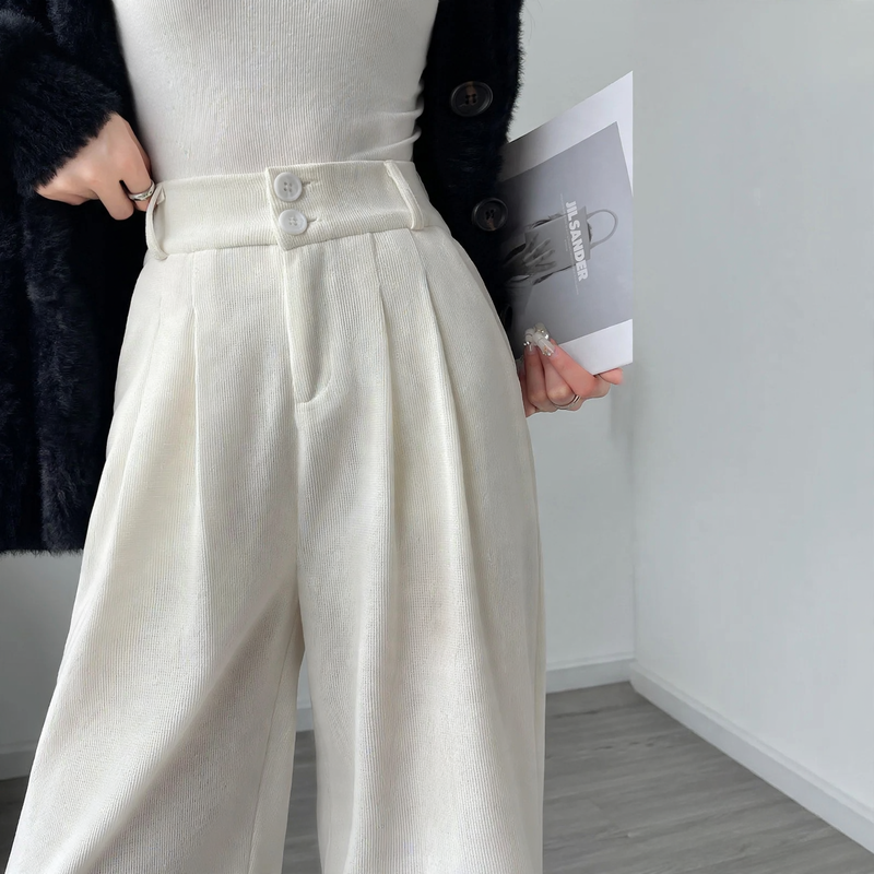 Cord-Weithose mit hohem Bund für Damen