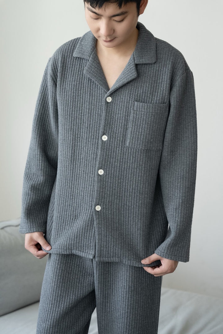 Baumwoll-Loungewear-Set für Paare, langärmelig