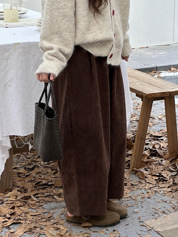 Damen-Cordhose, verkürzt, lockere Passform