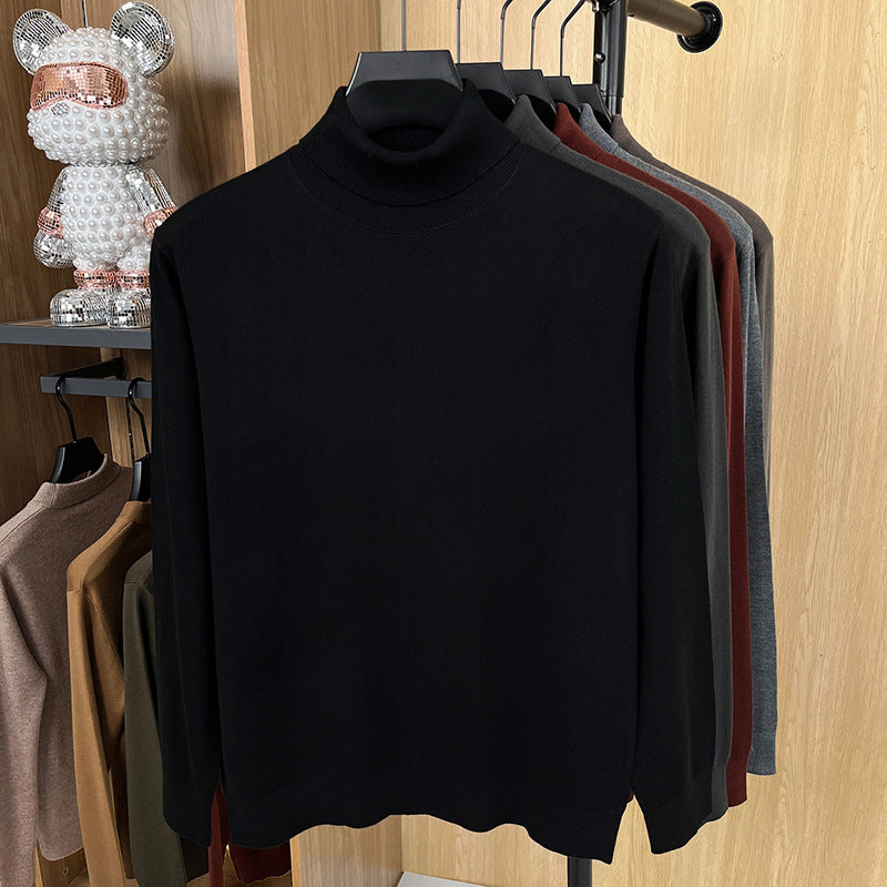 Herren-Pullover aus Seide und Schafwolle, Stehkragen