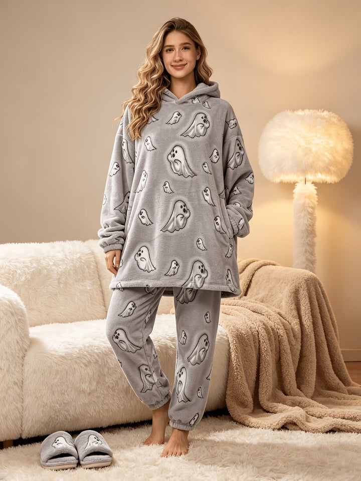 Damen-Pyjama-Set, gefüttert, warm und gemütlich