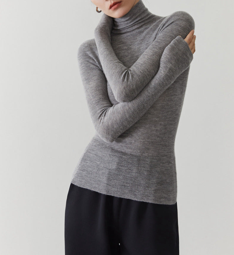 Damen-Kaschmirpullover mit Stehkragen, nahtlos