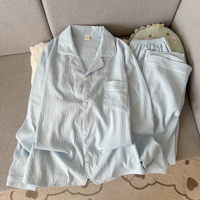 Herren-Pyjama aus weicher Baumwoll-Gaze, schlicht
