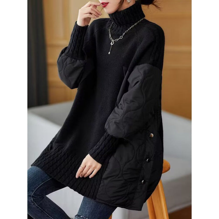 Damen-Pullover, Stehkragen, Fake-Zweiteiler-Optik, Winter