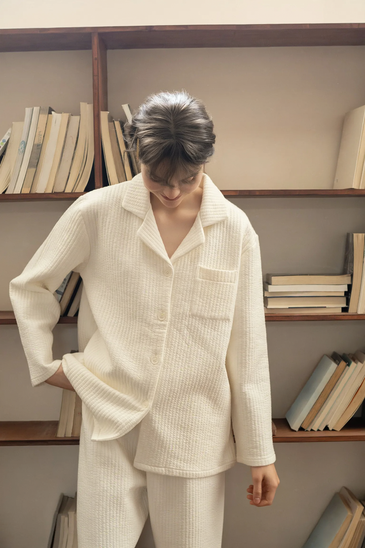 Baumwoll-Loungewear-Set für Paare, langärmelig