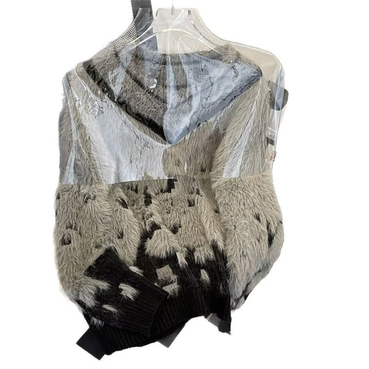 V-Ausschnitt Pullover im Vintage-Stil mit Farbverlauf