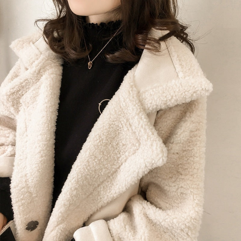 Lässige Bikerjacke aus Wildlederimitat mit Lammfleece