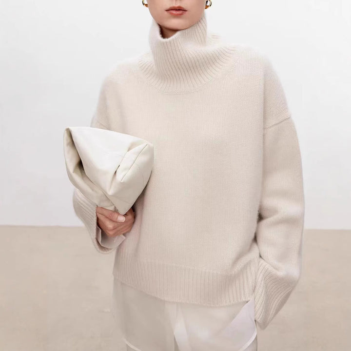 Damen-Rollkragenpullover, Oversize, für Herbst und Winter