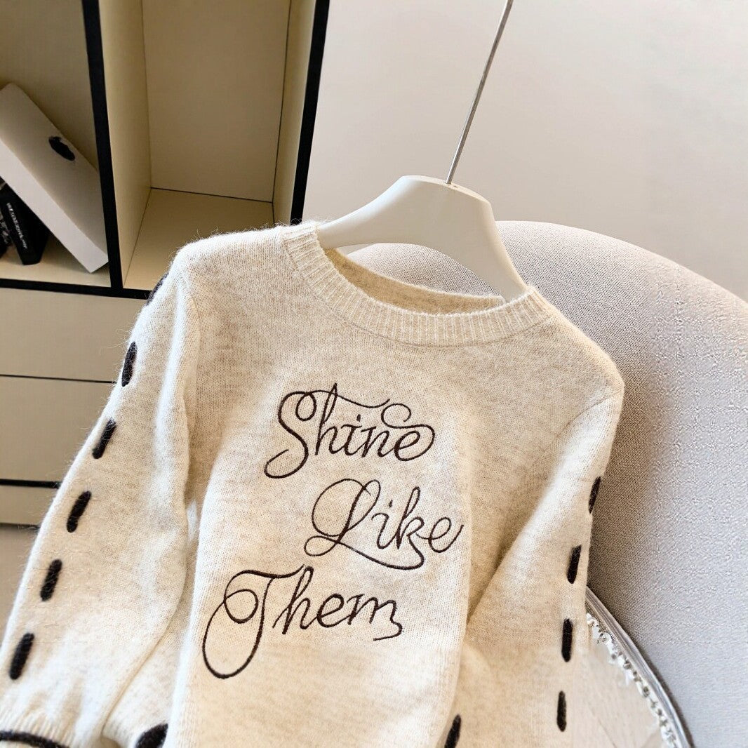 Vintage Strickpullover mit Stickerei für Damen
