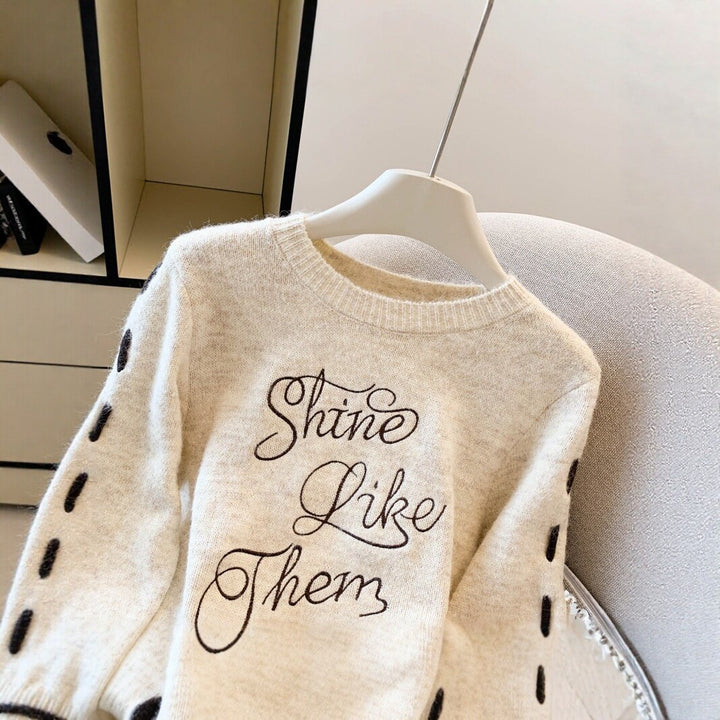 Vintage Strickpullover mit Stickerei für Damen