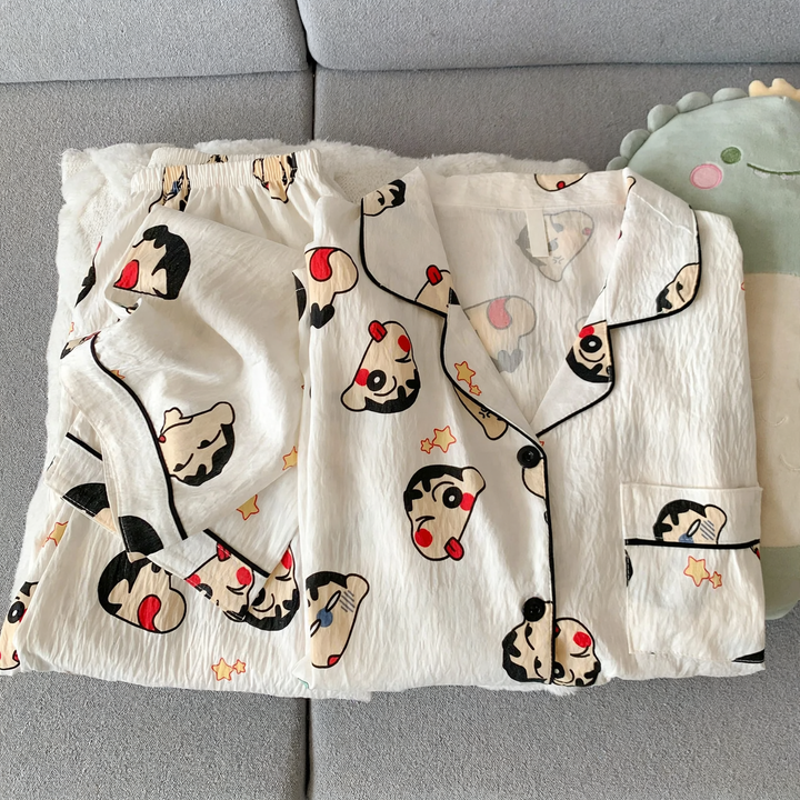 Herren-Pyjama-Set aus Baumwollmusselin, atmungsaktiv