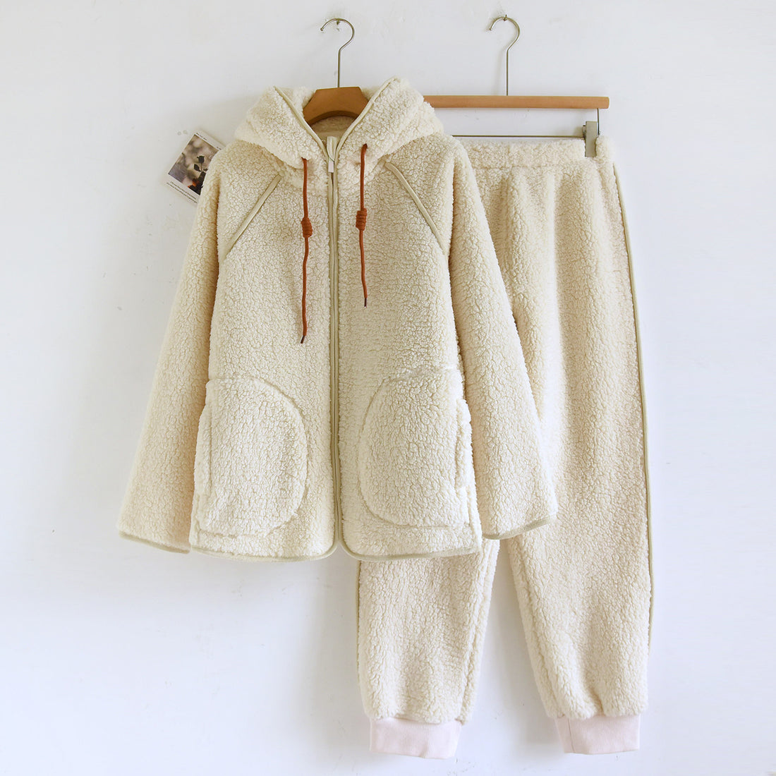 Lammfleece-Imitat Hausanzug-Set mit Kapuze für Paare