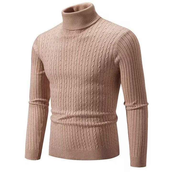 Herren-Strickpullover mit Rollkragen und Zopfmuster