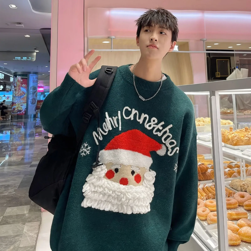 Weihnachts-Strickpullover für Herren, Oversize-Passform