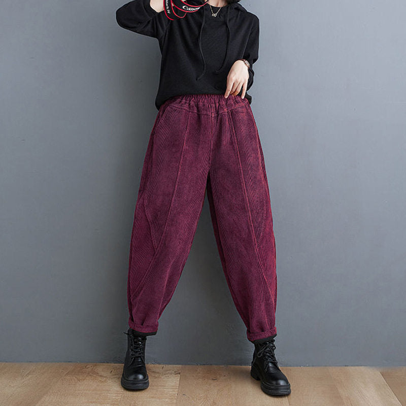 Kordhose für Damen, weiter Schnitt, gefüttert