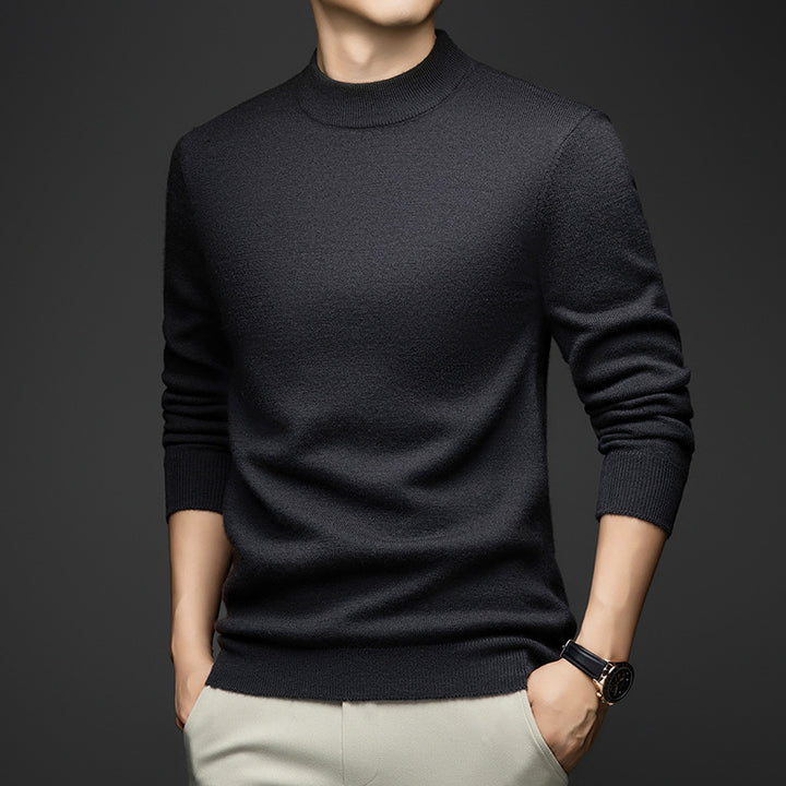 Herren-Wollpullover, 100% Wolle, Stehkragen, dick