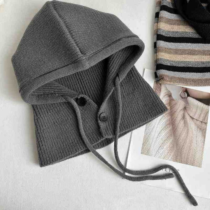 Strickmütze mit Schal, einfarbig, warm, 2-in-1 Set