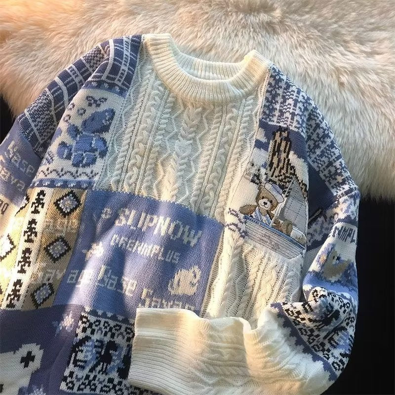 Locker Strickpullover im japanischen Stil für Paare