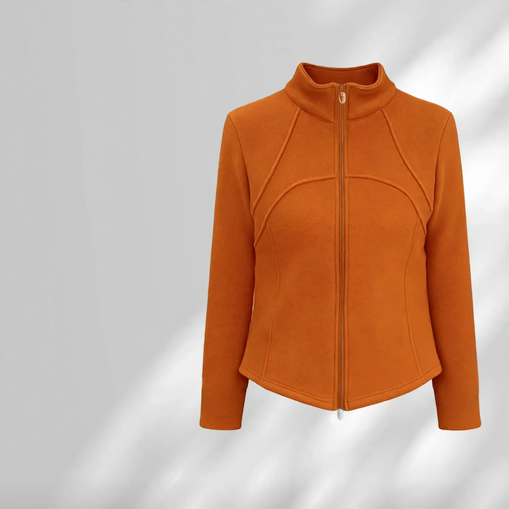 Gefütterte Lammfell-Sportjacke mit Stehkragen