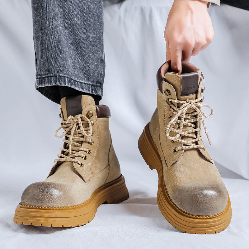 Gefütterte Herren-Arbeitsstiefel, Vintage-Stil