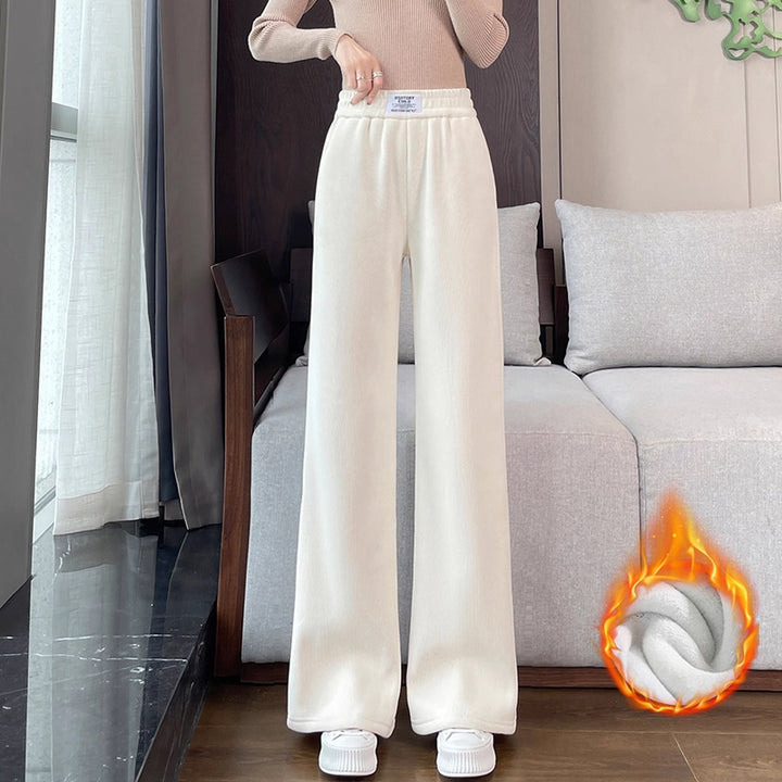 Damen-Cordhose mit Lammfleece, weit geschnitten