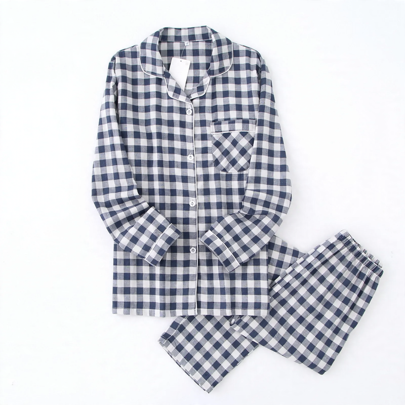 Paar-Pyjama-Set aus doppellagigem Baumwoll-Musselin