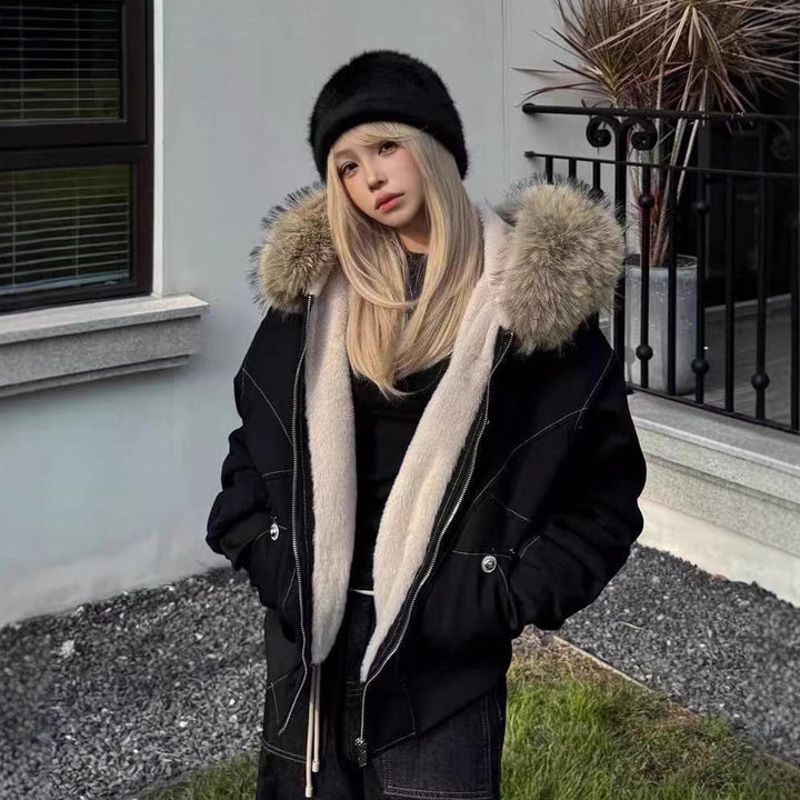 Unisex-Winterjacke mit Kapuze, gefüttert