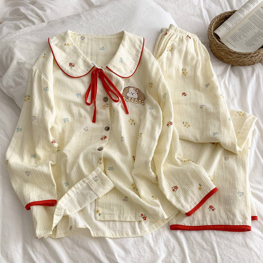 Damen-Pyjama-Set aus 100% Baumwolle, langärmelig