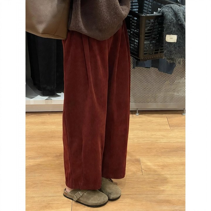 Damen-Cordhose, verkürzt, lockere Passform