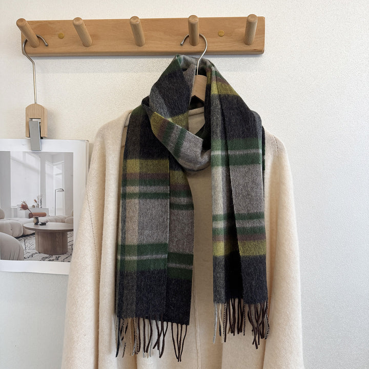 Wollschal mit Karomuster, 100% Wolle, 165x30 cm