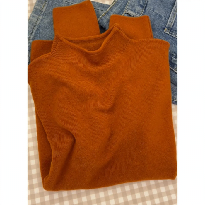 Damen-Strickpullover, Stehkragen, schlichtes Design