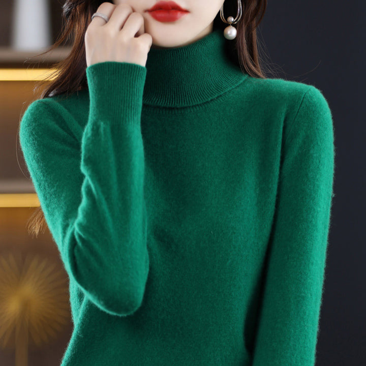 Damen-Rollkragenpullover aus reiner Wolle