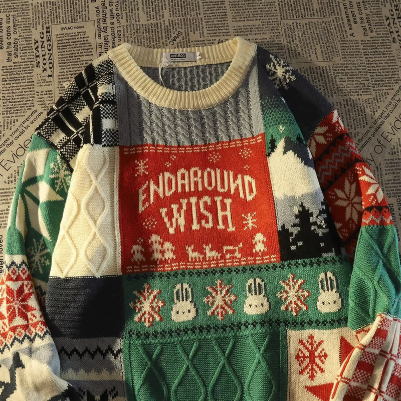 Herren-Strickpullover, Rundhals, Kontrastfarben