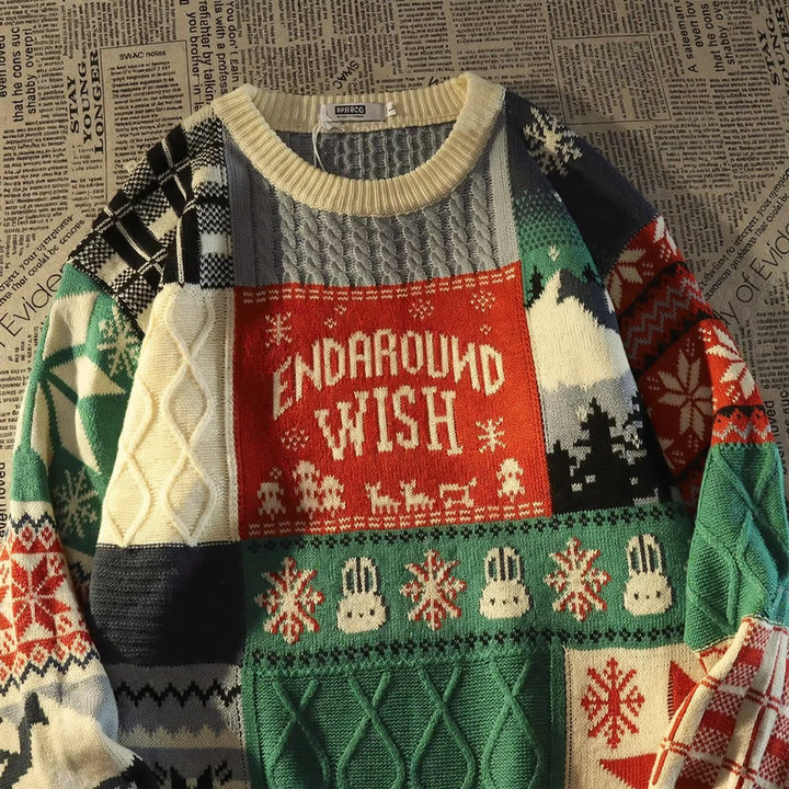 Herren-Strickpullover, Rundhals, Kontrastfarben