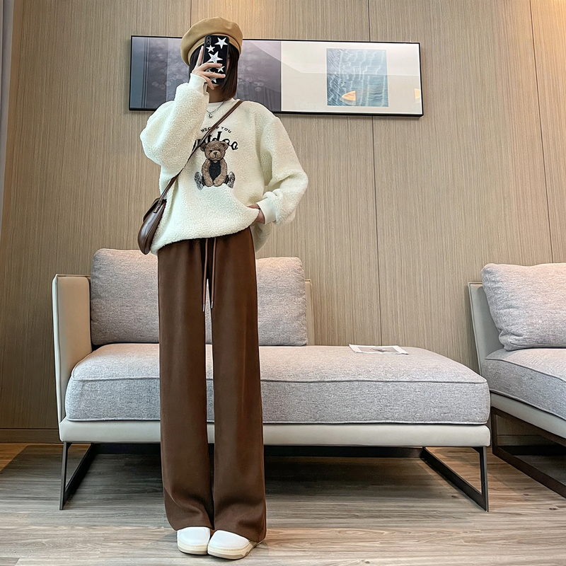 Chenille-Cord-Weithose mit hohem Bund
