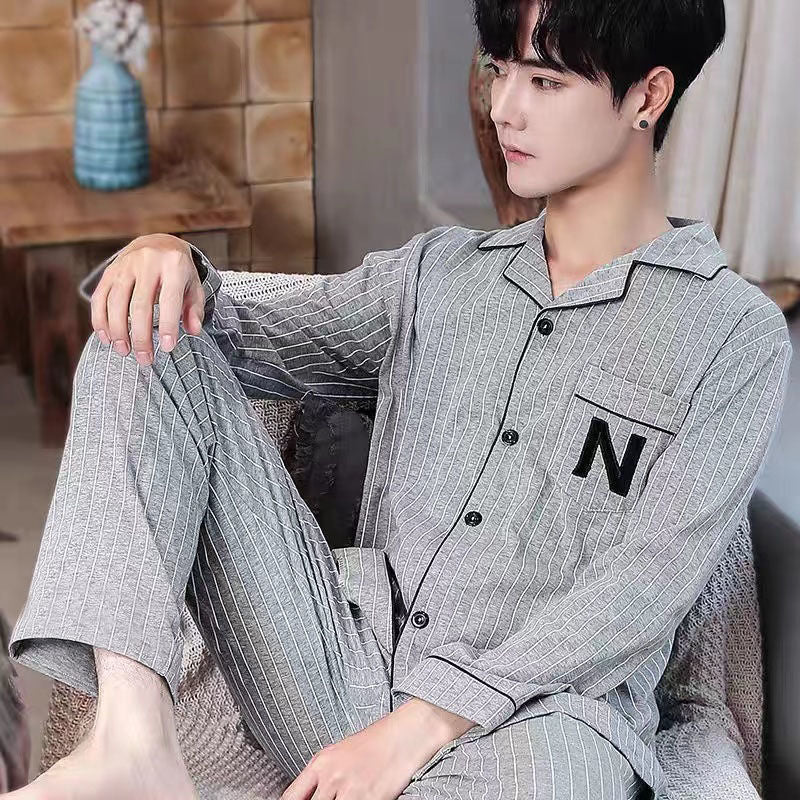 Herren-Pyjama-Set aus 100% Baumwolle, langärmelig