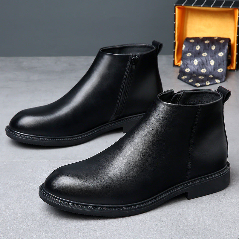 Herren-Chelsea-Stiefel, Echtleder, gefüttert, warm
